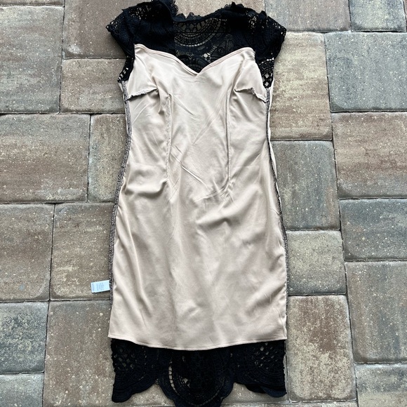 Bisou Bisou Black Lace Dress w/ Nude Lining- Witchy Goth Celestial Punk Dark - Picture 7 of 13